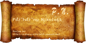 Páhány Nikolett névjegykártya