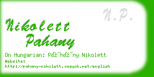 nikolett pahany business card